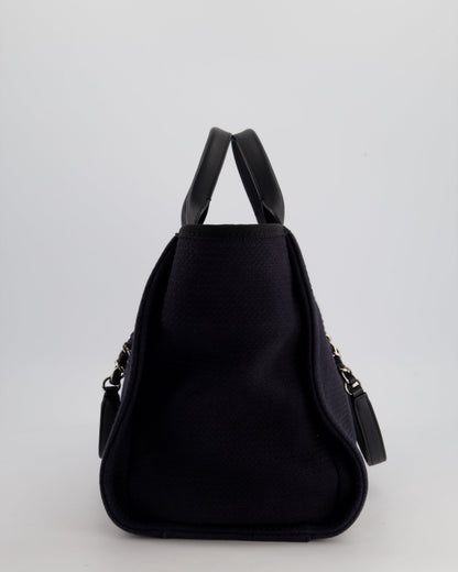 Chanel Navy & Black Small Deauville Tote Bag with Silver Hardware