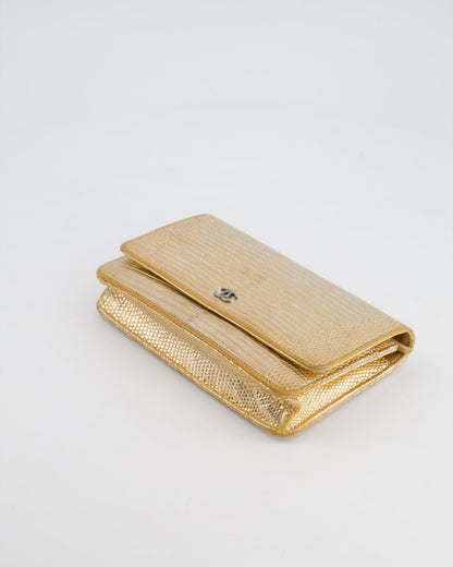 Chanel Metallic Gold Ombre Lizard Wallet on Chain Bag with Gun Metal Hardware