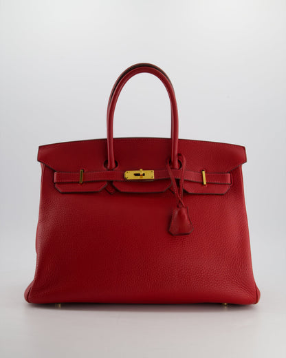 *FIRE PRICE* Hermès Birkin 35cm Retourne Bag in Rouge Clemence Leather with Gold Hardware