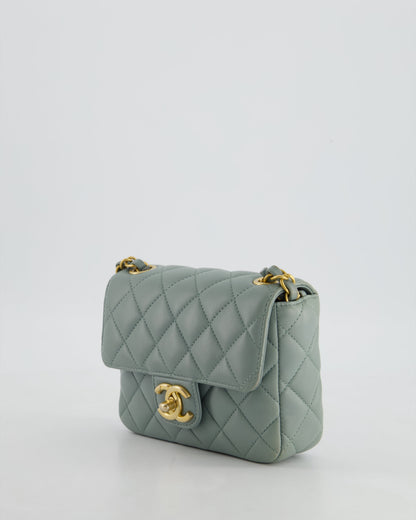 Chanel Grey Mini Flap Bag With Multicolour Coin Details and Brushed Gold Hardware