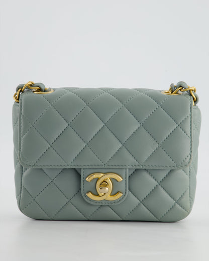 Chanel Grey Mini Flap Bag With Multicolour Coin Details and Brushed Gold Hardware