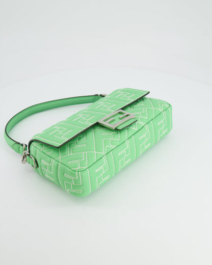 *Limited Edition* Fendi 2023 Green Edamame Leather Baguette Bag with Silver Hardware
