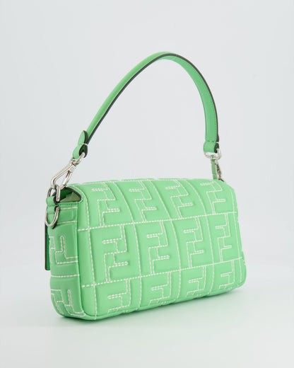 *Limited Edition* Fendi 2023 Green Edamame Leather Baguette Bag with Silver Hardware