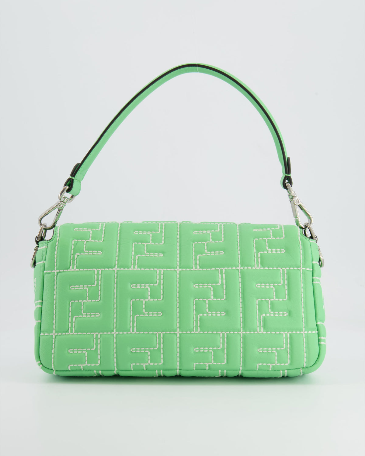 *Limited Edition* Fendi 2023 Green Edamame Leather Baguette Bag with Silver Hardware