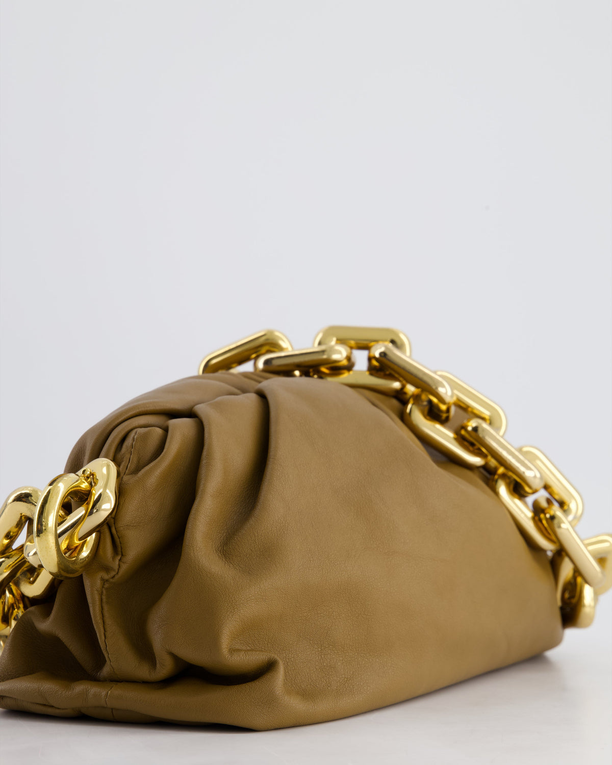 Bottega Veneta Brown Mud Chain Pouch Bag in Nappa Leather with Gold Hardware