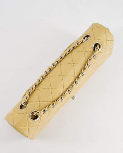 Chanel Vintage Beige Classic Medium Double Flap Bag in Lambskin Leather with Silver Hardware