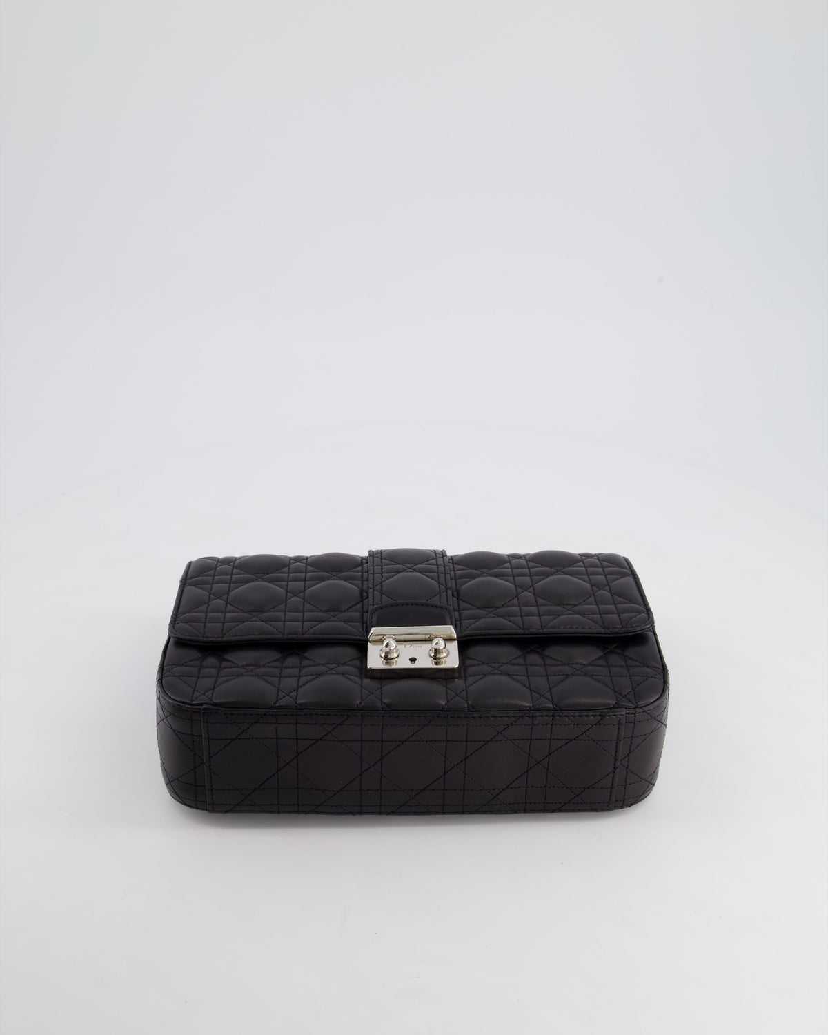 Christian Dior Black Cannage Miss Dior Leather Bag With Silver Hardware