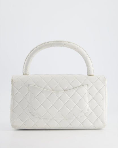 Chanel Vintage White Matelasse Leather Top Handle Bag with 24K Gold Hardware