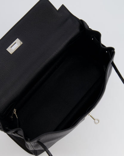 Hermès Kelly Retourne 32cm Bag in Black Clemence Taurillon Leather with Palladium Hardware