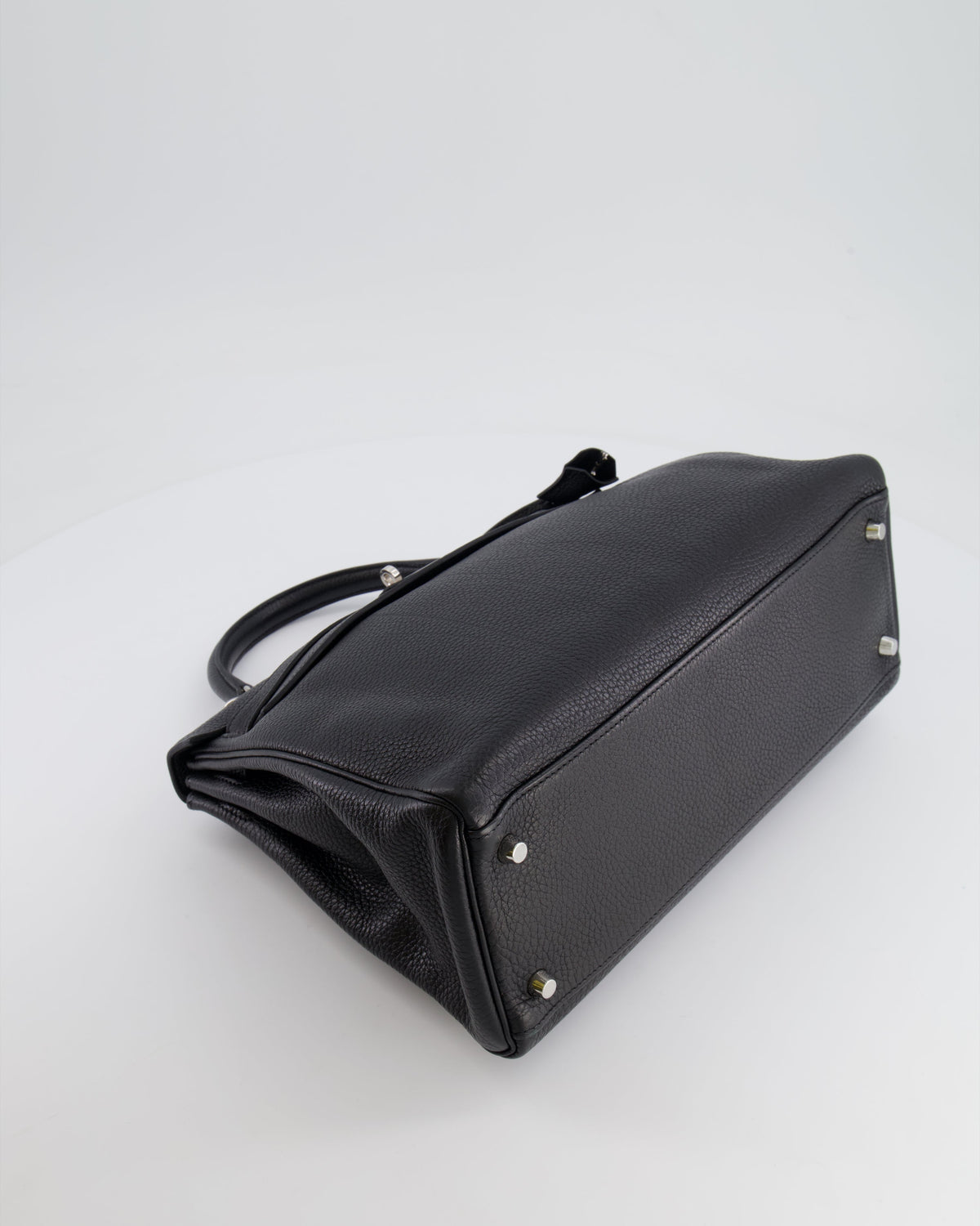 Hermès Kelly Retourne 32cm Bag in Black Clemence Taurillon Leather with Palladium Hardware