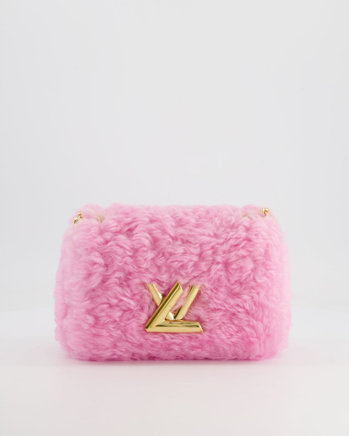 Louis Vuitton Candy Pink Shearling LV Twist PM Bag with Gold Hardware
