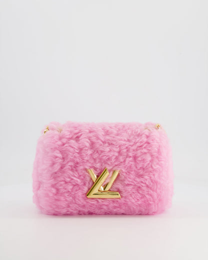 Louis Vuitton Candy Pink Shearling LV Twist PM Bag with Gold Hardware