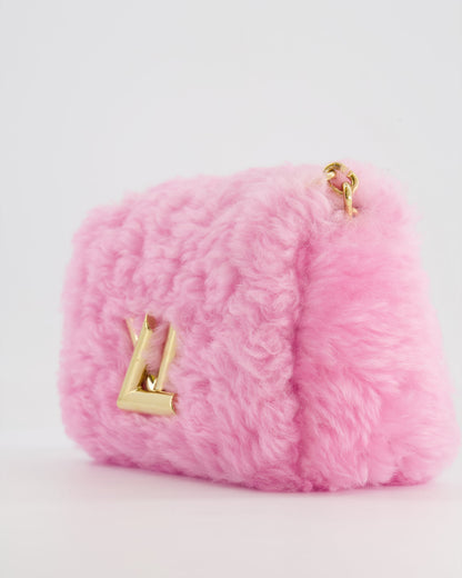 Louis Vuitton Candy Pink Shearling LV Twist PM Bag with Gold Hardware