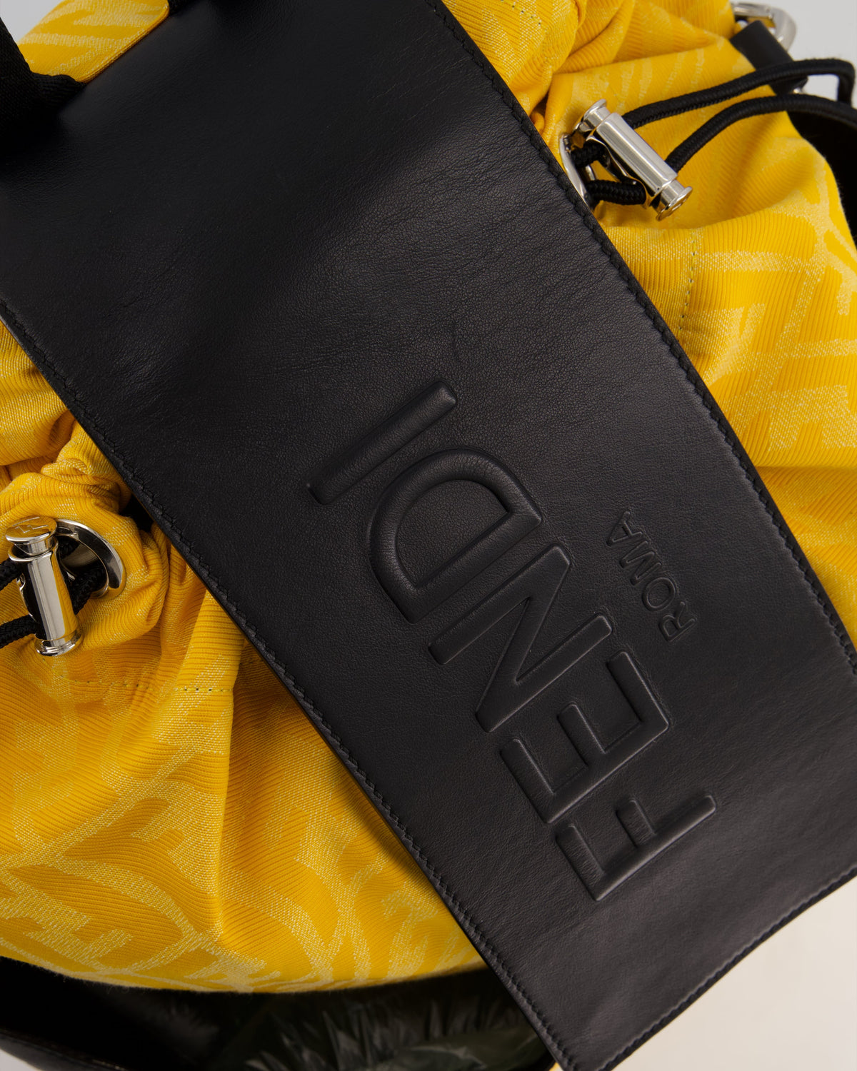 Fendi Yellow Zucca FF Logo Backpack with Leather Flap Detail