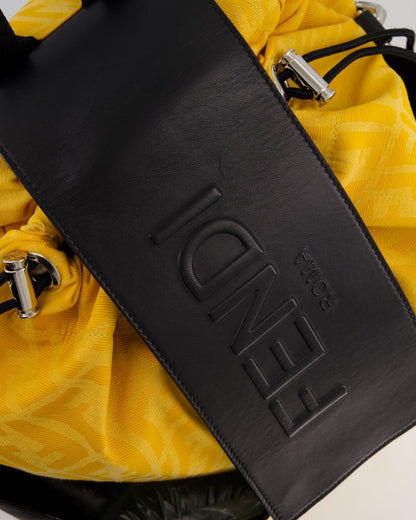 Fendi Yellow Zucca FF Logo Backpack with Leather Flap Detail