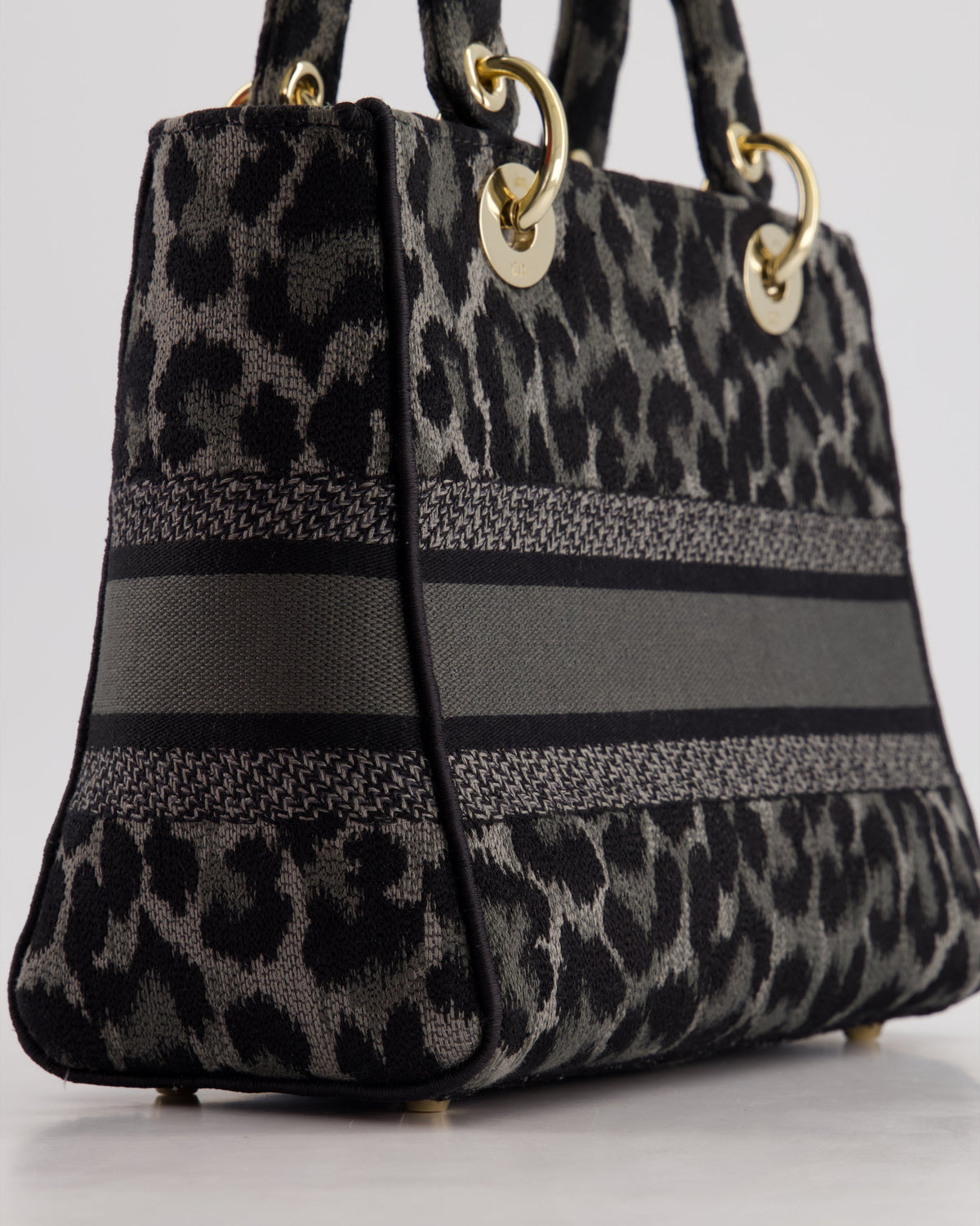 Christian Dior Medium Lady D-Lite in Grey & Black Mizza Embroidery with Champagne Gold Hardware RRP £3700