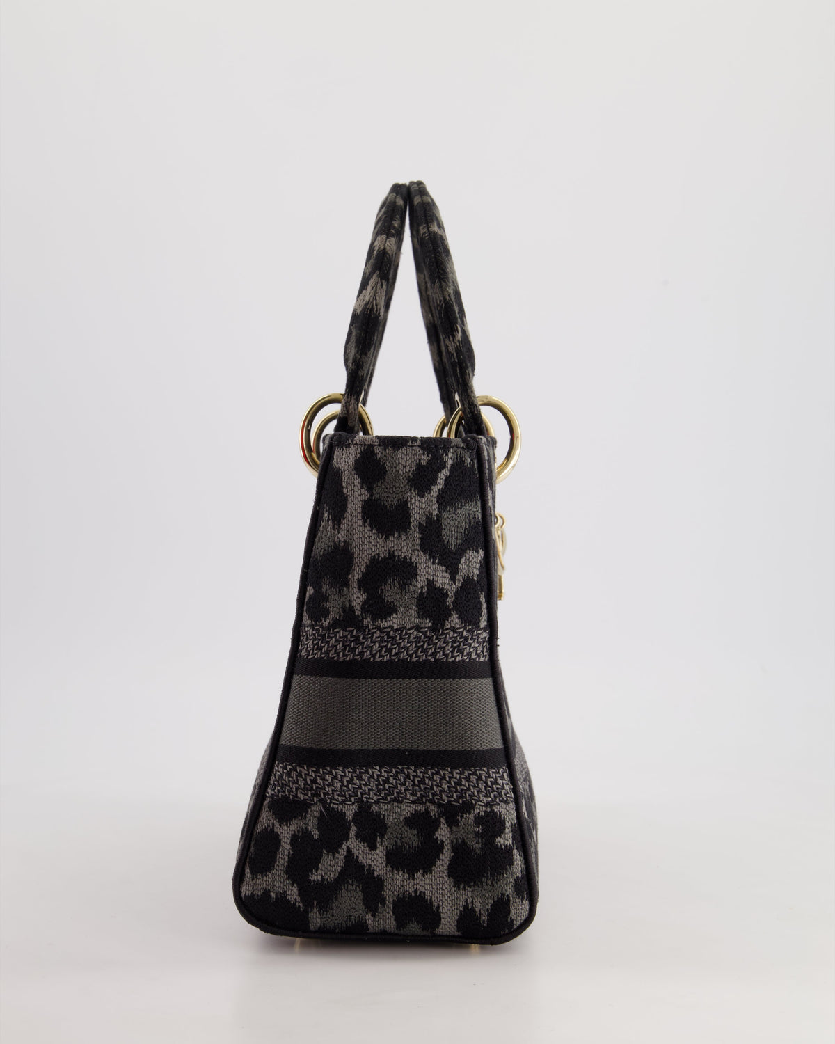 Christian Dior Medium Lady D-Lite in Grey & Black Mizza Embroidery with Champagne Gold Hardware RRP £3700