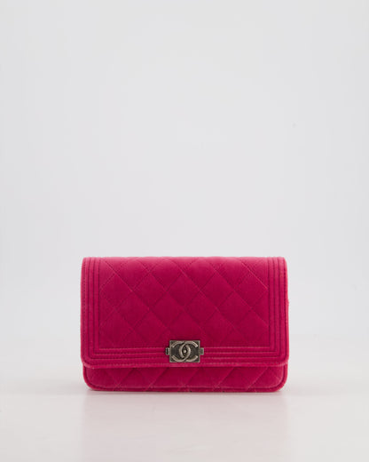 *FIRE PRICE* Chanel Pink Boy Wallet on Chain in Velvet with Silver Hardware