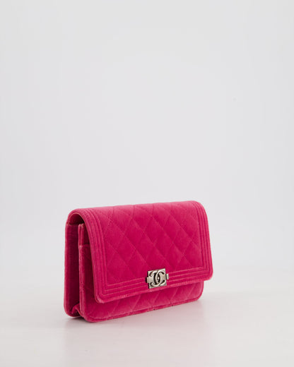*FIRE PRICE* Chanel Pink Boy Wallet on Chain in Velvet with Silver Hardware
