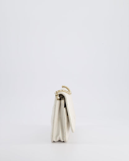 *HOT* Chanel Pearlescent Off-White Wallet on Chain Bag in Calfskin Leather with Champagne Gold Hardware