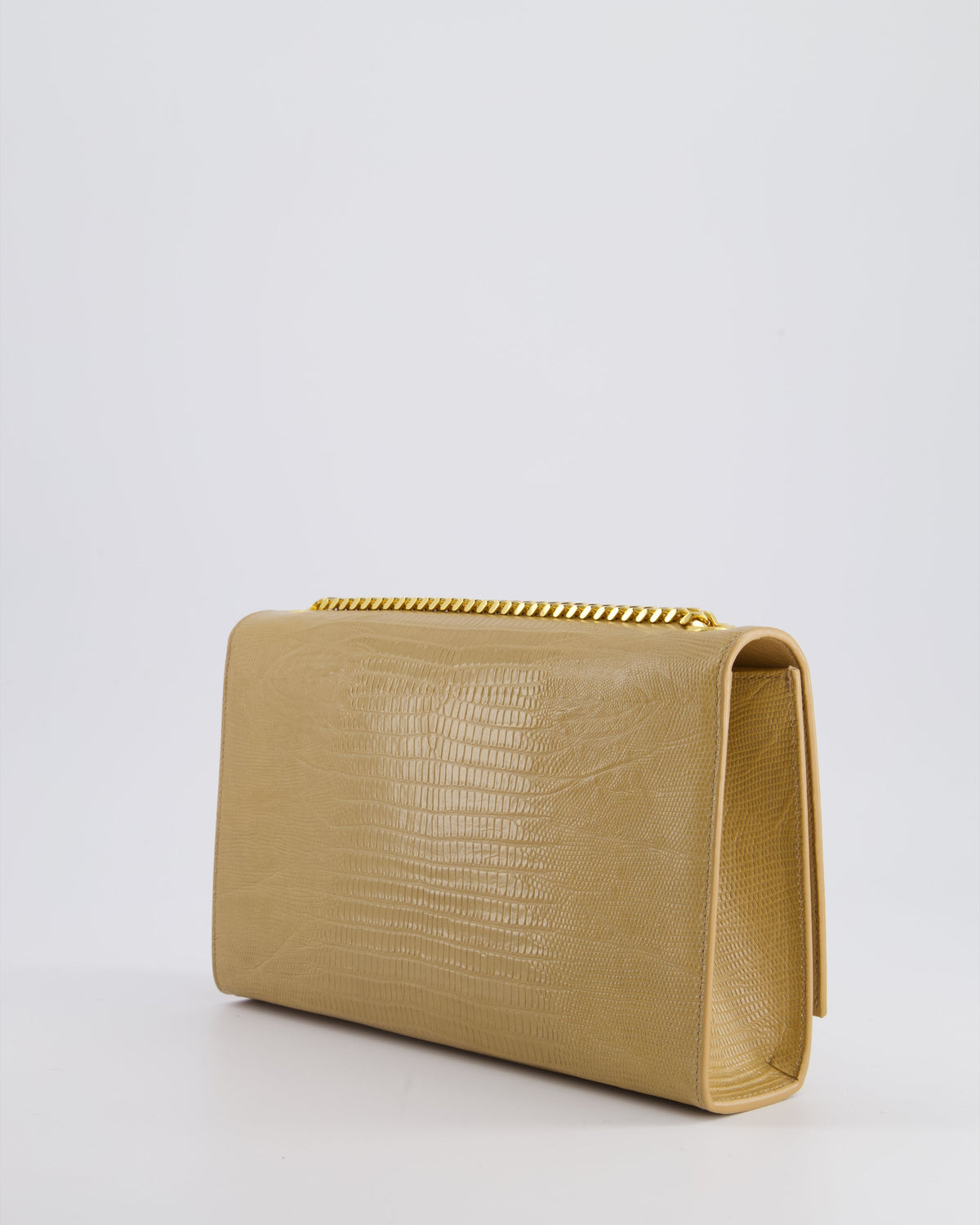 Saint Laurent Beige Lizard Embossed Kate Tassel Bag with Gold Hardware