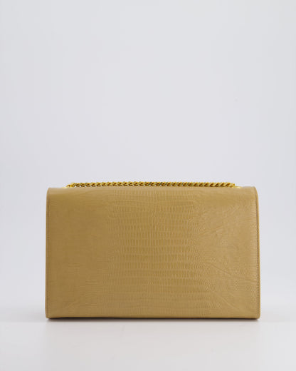 Saint Laurent Beige Lizard Embossed Kate Tassel Bag with Gold Hardware