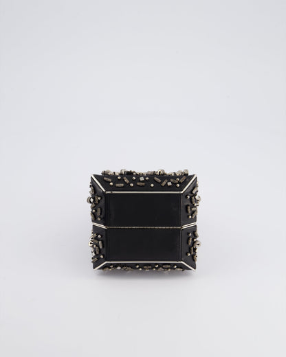 *RARE* Chanel 2012 Pre-Fall Paris-Bombay Collection Black Leather & Silver Hardware Detail Pyramid Evening Bag