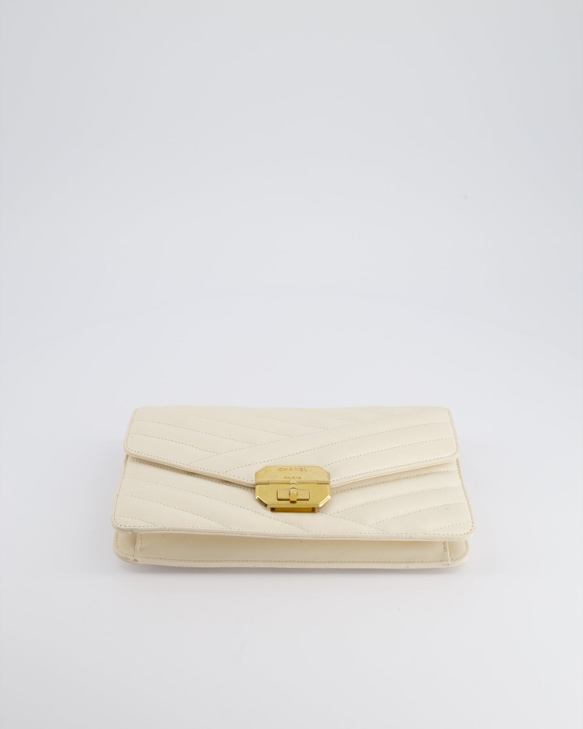 Chanel Cream Gabrielle Quilted Calfskin Bag with Antique Gold Hardware