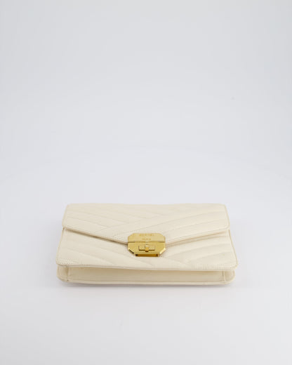 Chanel Cream Gabrielle Quilted Calfskin Bag with Antique Gold Hardware