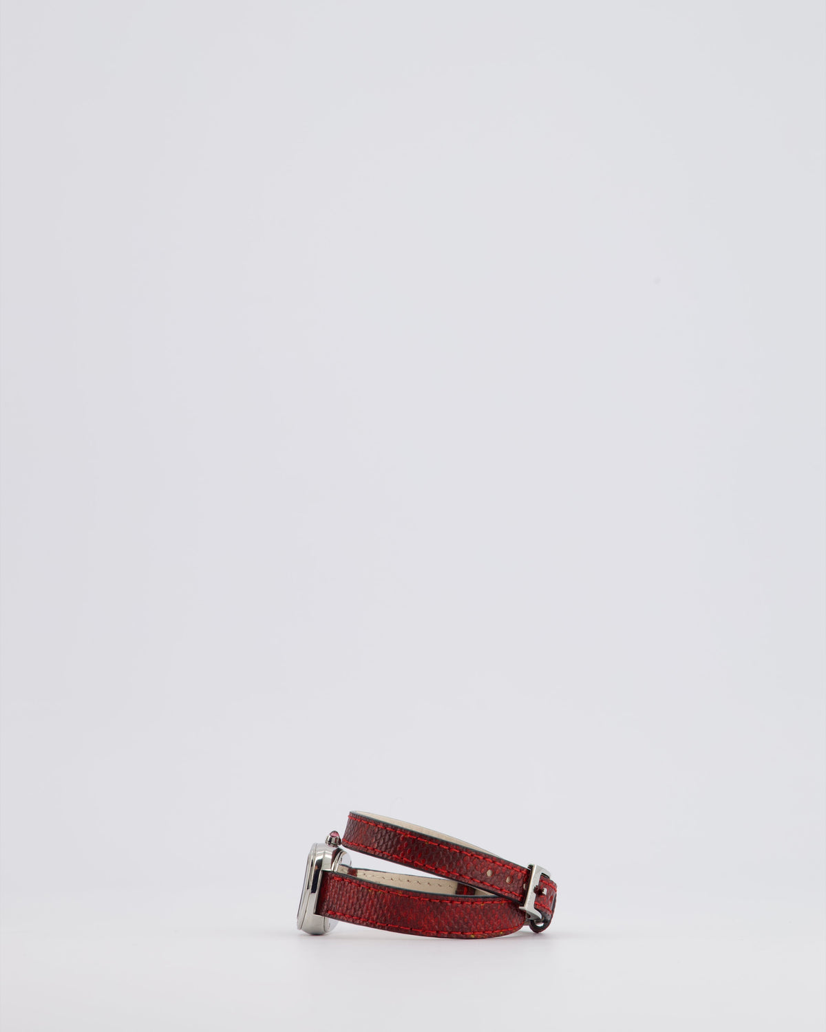 Bvlgari Stainless Steel & Diamond Serpenti Watch 32mm with Red Python Strap