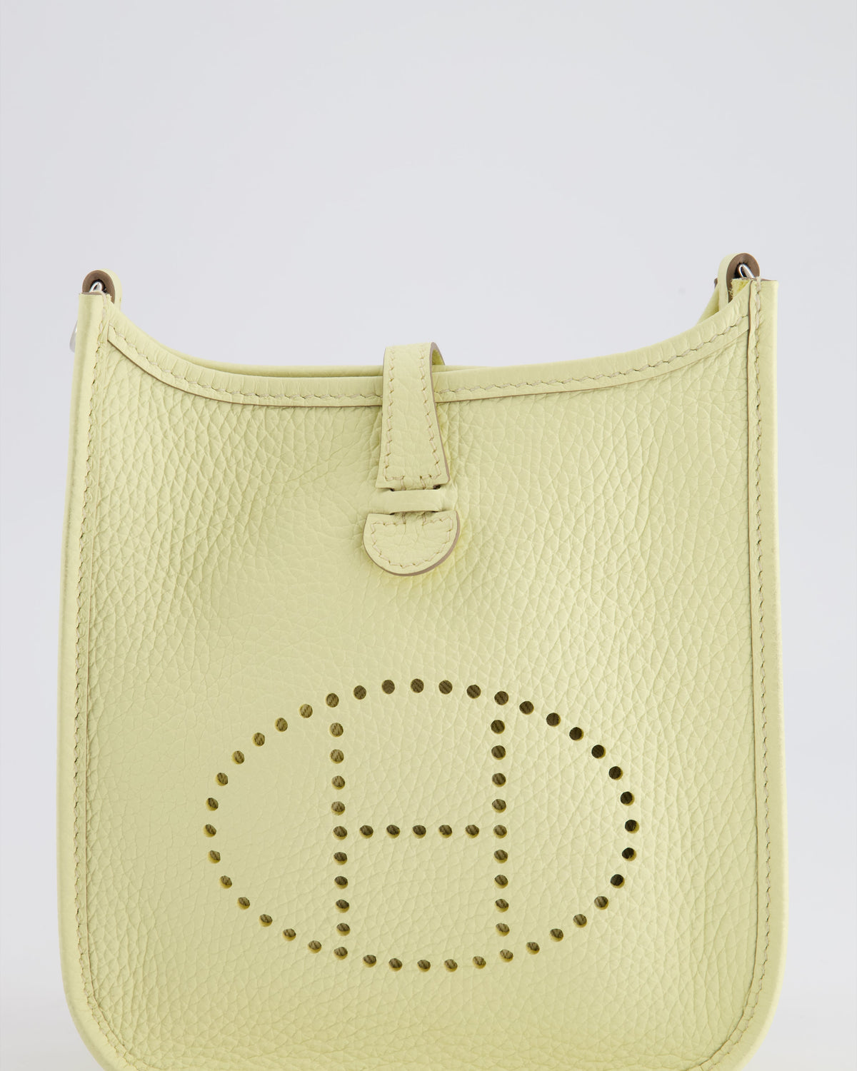 Hermès Mini Evelyne Bag in Jaune Milton Clemence Leather with Palladium Hardware