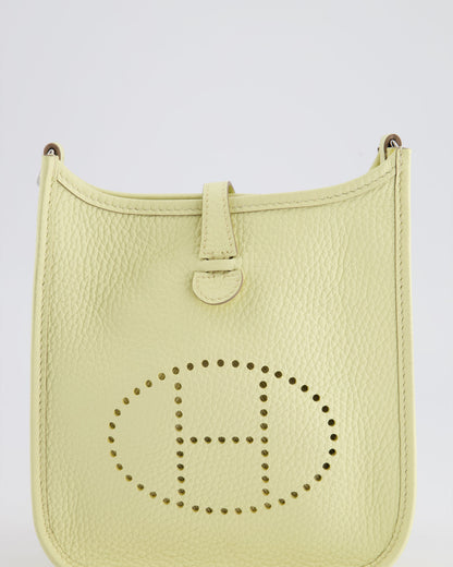 Hermès Mini Evelyne Bag in Jaune Milton Clemence Leather with Palladium Hardware