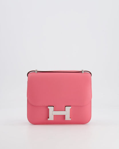 Hermès Mini Constance 18cm Bag in Rose Azalee Evercolor Leather with Palladium Hardware