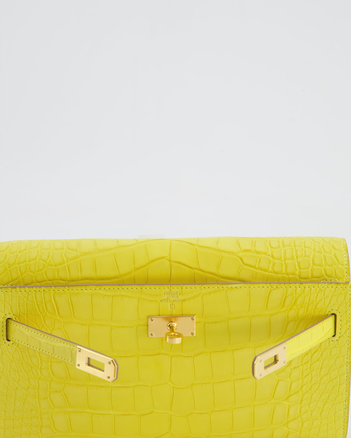 *RARE* Hermès Kelly To Go Bag in Jaune Mimosa Alligator Mississippiensis Leather with Gold Hardware