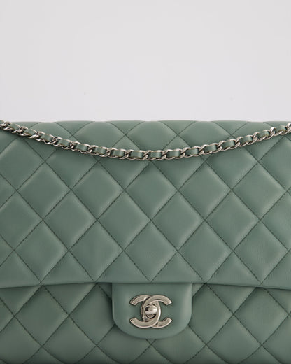 Chanel Cloudy Grey Timeless Clutch on Chain in Lambskin Leather with Silver Hardware