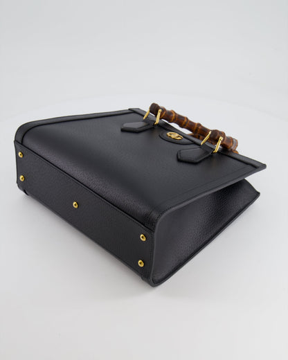 Gucci Black Diana Medium Tote Leather Bag with Shiny Antique Gold Hardware & Bamboo Handle RRP £3,170