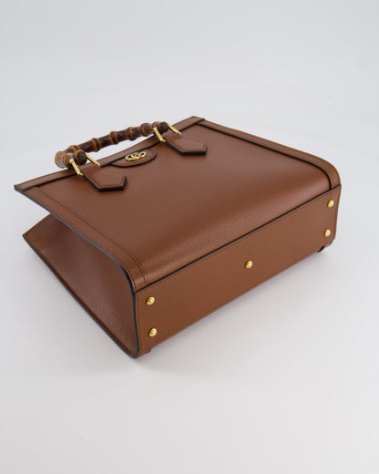 Gucci Brown Diana Medium Tote Leather Bag with Shiny Antique Gold Hardware & Bamboo Handle RRP £3,170