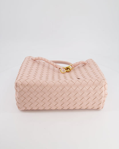 Bottega Veneta Medium Andiamo Bag in Pink Cameo Intrecciato Leather with Gold Hardware RRP £4,030