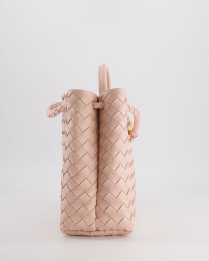 Bottega Veneta Medium Andiamo Bag in Pink Cameo Intrecciato Leather with Gold Hardware RRP £4,030