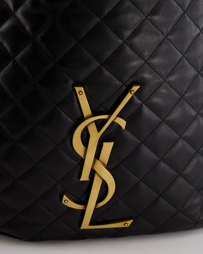 Saint Laurent Black Icare Maxi Shopping Bag in Quilted Lambskin Leather with Gold YSL Logo RRP £3,755