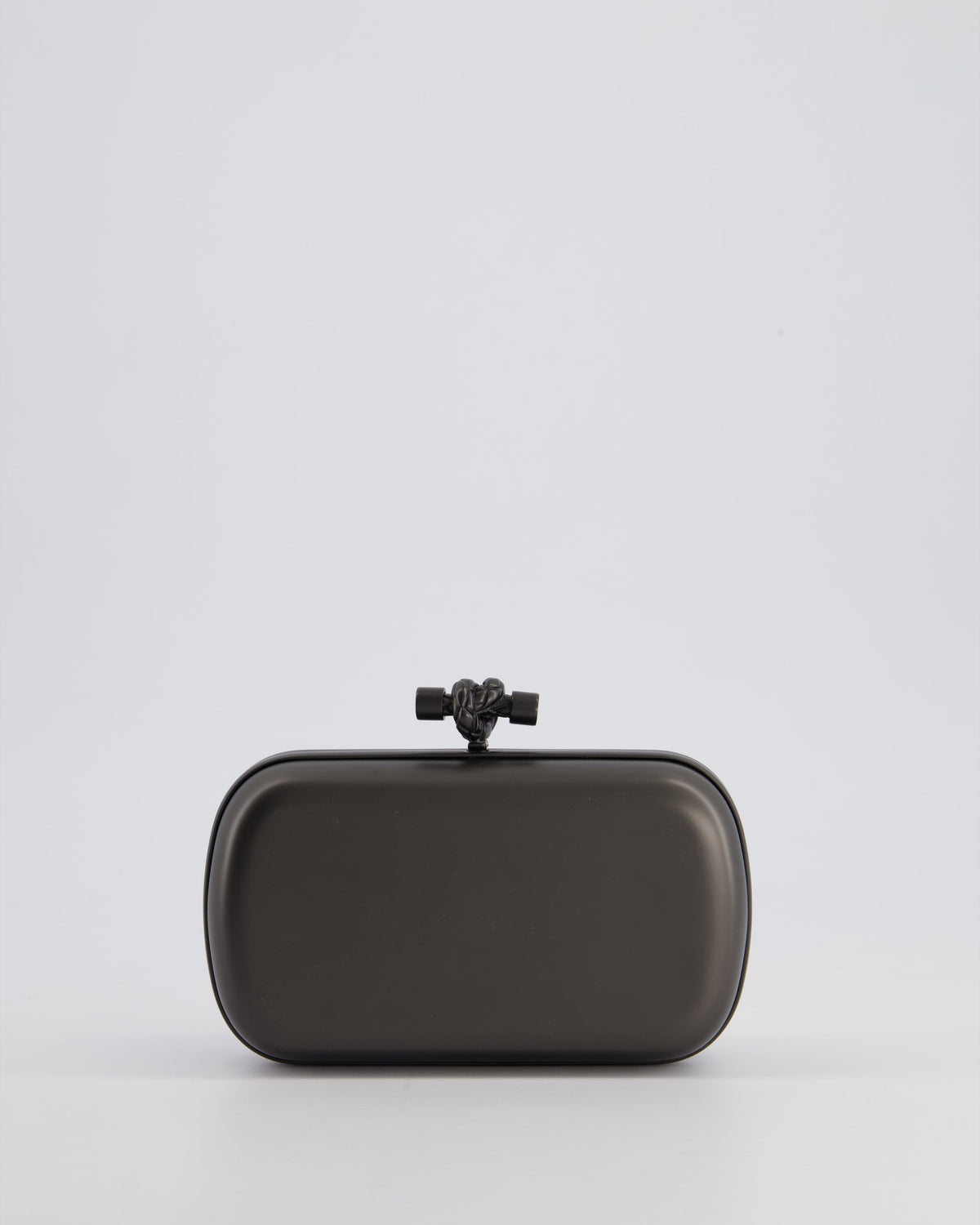 Bottega Veneta Grey Metal Mirror Lens Knot Clutch Bag
