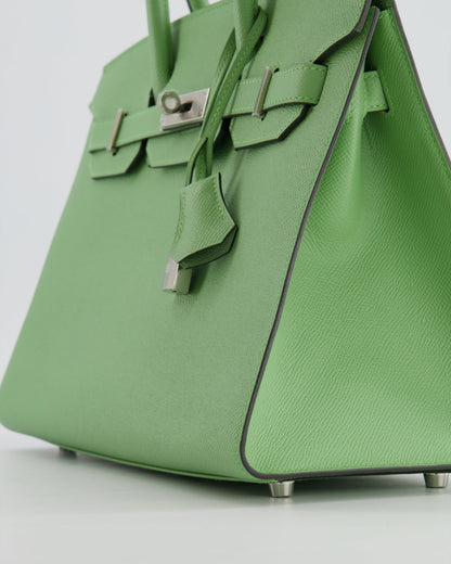 *RARE* Hermes Birkin 30cm Sellier Bag in Vert Criquet Epsom Leather with Palladium Hardware
