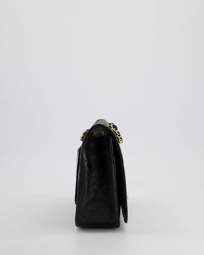 Chanel Vintage Black Matelasse Single Flap Bag in Lambskin Leather with Gold Hardware