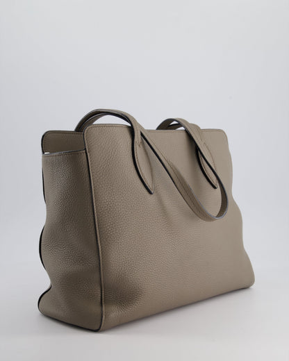 Prada Grey Vitello Phenix Open Tote Bag with Gold Hardware