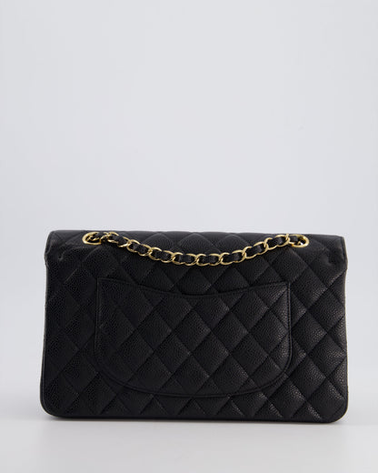 Chanel Black Medium Classic Double Flap Bag in Caviar Leather with Gold Hardware