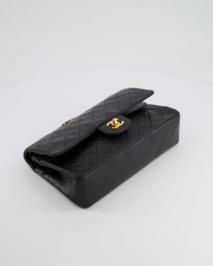 Chanel Vintage Black Medium Classic Double Flap Bag in Lambskin Leather with 24K Gold Hardware