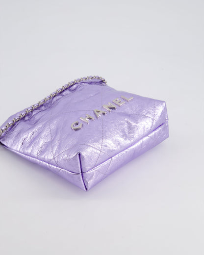 *RARE* Chanel Mini 22 Bag in Metallic Lilac Aged Shiny Calfskin with Brushed Silver Hardware