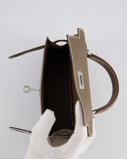 *HOT* Hermes Mini Kelly II 20cm in Etoupe Epsom Leather with Palladium Hardware