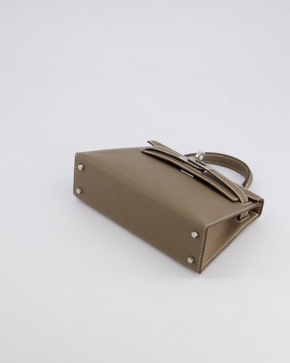 *HOT* Hermes Mini Kelly II 20cm in Etoupe Epsom Leather with Palladium Hardware