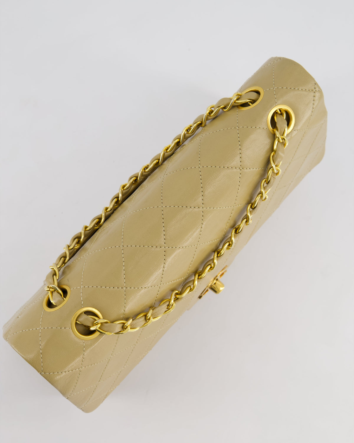 Chanel Vintage Beige Medium Double Flap Bag in Lambskin Leather with 24K Gold Hardware